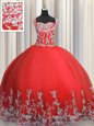 Floor Length Lace Up Sweet 16 Dress Coral Red and In for Military Ball and Sweet 16 and Quinceanera with Beading and Appliques