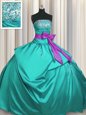Eye-catching Strapless Sleeveless Taffeta Vestidos de Quinceanera Beading and Ruching and Bowknot Lace Up