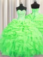 Colorful Pick Ups Sweetheart Sleeveless Lace Up Quinceanera Dress Organza