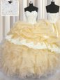 Low Price Pick Ups Floor Length Gold Sweet 16 Quinceanera Dress Sweetheart Sleeveless Lace Up