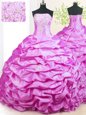 Pick Ups With Train Ball Gowns Sleeveless Lilac 15th Birthday Dress Sweep Train Lace Up