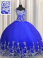 Royal Blue Quince Ball Gowns Military Ball and Sweet 16 and Quinceanera and For with Beading and Appliques Halter Top Sleeveless Lace Up