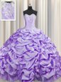 Brush Train Lavender Ball Gowns Sweetheart Sleeveless Taffeta With Train Sweep Train Lace Up Beading and Pick Ups Sweet 16 Dress