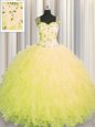 Zipper Up Beading and Appliques Quinceanera Gown Olive Green Zipper Sleeveless Floor Length