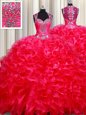 Straps Sleeveless Zipper Floor Length Beading and Ruffles Quinceanera Dress