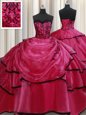 Spectacular Red Quinceanera Dresses Military Ball and Sweet 16 and Quinceanera and For with Beading and Appliques and Ruffled Layers Sweetheart Sleeveless Lace Up