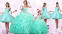 Sweet Apple Green Lace Up Sweet 16 Dress Beading and Ruffles and Pick Ups Sleeveless Floor Length