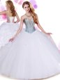Sweetheart Sleeveless Sweet 16 Dresses Floor Length Beading and Ruffles White Organza and Tulle