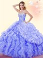 Sleeveless Beading and Ruffles and Pick Ups Lace Up Quinceanera Dress