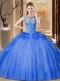 Free and Easy Scoop Sleeveless Lace Up Floor Length Ruffles Quinceanera Gowns