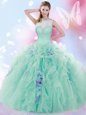 Gorgeous Floor Length Ball Gowns Sleeveless Apple Green Quinceanera Gowns Lace Up