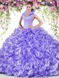 Pretty Ball Gowns Ball Gown Prom Dress Lavender High-neck Organza Sleeveless Floor Length Backless