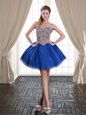 Mini Length Lace Up Homecoming Dress Royal Blue and In for Prom and Party with Beading
