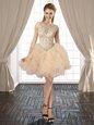 Scoop Sleeveless Organza Club Wear Beading and Ruffles Lace Up