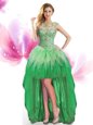 Scoop Sleeveless Beading and Ruffles Lace Up Celeb Inspired Gowns