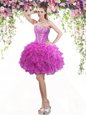 Lovely Sweetheart Sleeveless Tulle Evening Dress Beading and Ruffles Lace Up