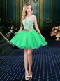 Fine Scoop Lace Up Dress for Prom Beading and Lace and Appliques Sleeveless Mini Length