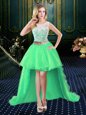 Excellent Scoop Lace Prom Party Dress Clasp Handle Sleeveless High Low