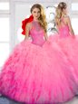 Nice Floor Length Ball Gowns Sleeveless Baby Pink 15th Birthday Dress Lace Up