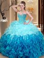 Trendy Multi-color Lace Up Sweet 16 Dresses Beading and Ruffles Sleeveless Asymmetrical