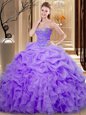 Sleeveless Lace Up Floor Length Beading and Ruffles and Pick Ups Quince Ball Gowns