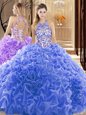 Captivating Sleeveless Court Train Backless Embroidery and Ruffles Sweet 16 Quinceanera Dress