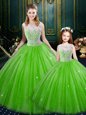 Lace Up Sweet 16 Quinceanera Dress Lace Sleeveless Floor Length