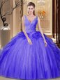 Floor Length Backless Quinceanera Dresses Lavender and In for Military Ball and Sweet 16 and Quinceanera with Appliques and Ruffles and Sequins