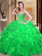 Luxury Quinceanera Dress Military Ball and Sweet 16 and Quinceanera and For with Beading and Ruffles Sweetheart Sleeveless Lace Up