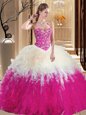Stunning Multi-color Lace Up Vestidos de Quinceanera Embroidery and Ruffles Sleeveless Floor Length