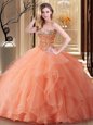 Pick Ups Floor Length Rose Pink Sweet 16 Quinceanera Dress Sweetheart Sleeveless Lace Up