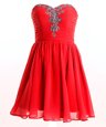 New Style Sweetheart Sleeveless Chiffon Prom Dress Beading Lace Up