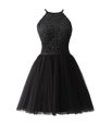 Fabulous Black Scoop Zipper Beading Dress for Prom Sleeveless