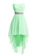 Green Organza Lace Up Sweetheart Sleeveless High Low Belt