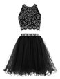 Enchanting Scoop Black Sleeveless Chiffon Clasp Handle Prom Party Dress for Prom and Party