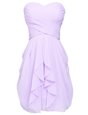 Best Lavender Sleeveless Knee Length Ruching Lace Up Homecoming Dresses