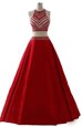 Scoop Sleeveless Beading Zipper Red Carpet Gowns