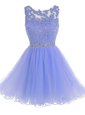 A-line Prom Dress Lavender Scoop Chiffon Sleeveless Knee Length Zipper