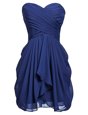 Stunning Knee Length Lace Up Homecoming Dress Navy Blue and In for Prom and Party with Ruching