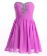 A-line Prom Dresses Lilac Sweetheart Organza Sleeveless Mini Length Lace Up