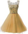 Scoop Gold Sleeveless Chiffon Zipper Prom Party Dress for Prom and Party