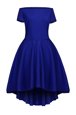 Flirting Satin Short Sleeves Tea Length Homecoming Dress and Ruching