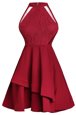 Smart Wine Red High-neck Neckline Ruffled Layers Cocktail Dresses Sleeveless Zipper