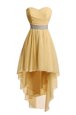 High Quality Gold Sweetheart Lace Up Belt Homecoming Dress Sleeveless