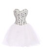 Graceful White Sweetheart Lace Up Beading Prom Gown Sleeveless