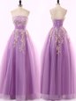 Custom Made Lilac Sleeveless Tulle Zipper Dress for Prom for Prom