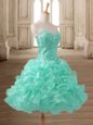 Organza Sweetheart Sleeveless Lace Up Beading and Ruffles Prom Dress in Apple Green