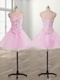 Mini Length Baby Pink Prom Gown Sweetheart Sleeveless Lace Up