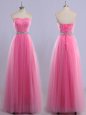 Rose Pink Sweetheart Neckline Beading Prom Evening Gown Sleeveless Lace Up
