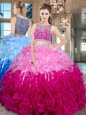Customized Sleeveless Beading and Ruffles Side Zipper Vestidos de Quinceanera